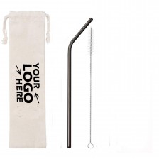 Black Drinking Straws Set with Cleaning Brush